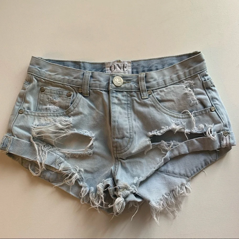 One Teaspoon Bandits Denim Shorts Sz 25 - Picture 1 of 15